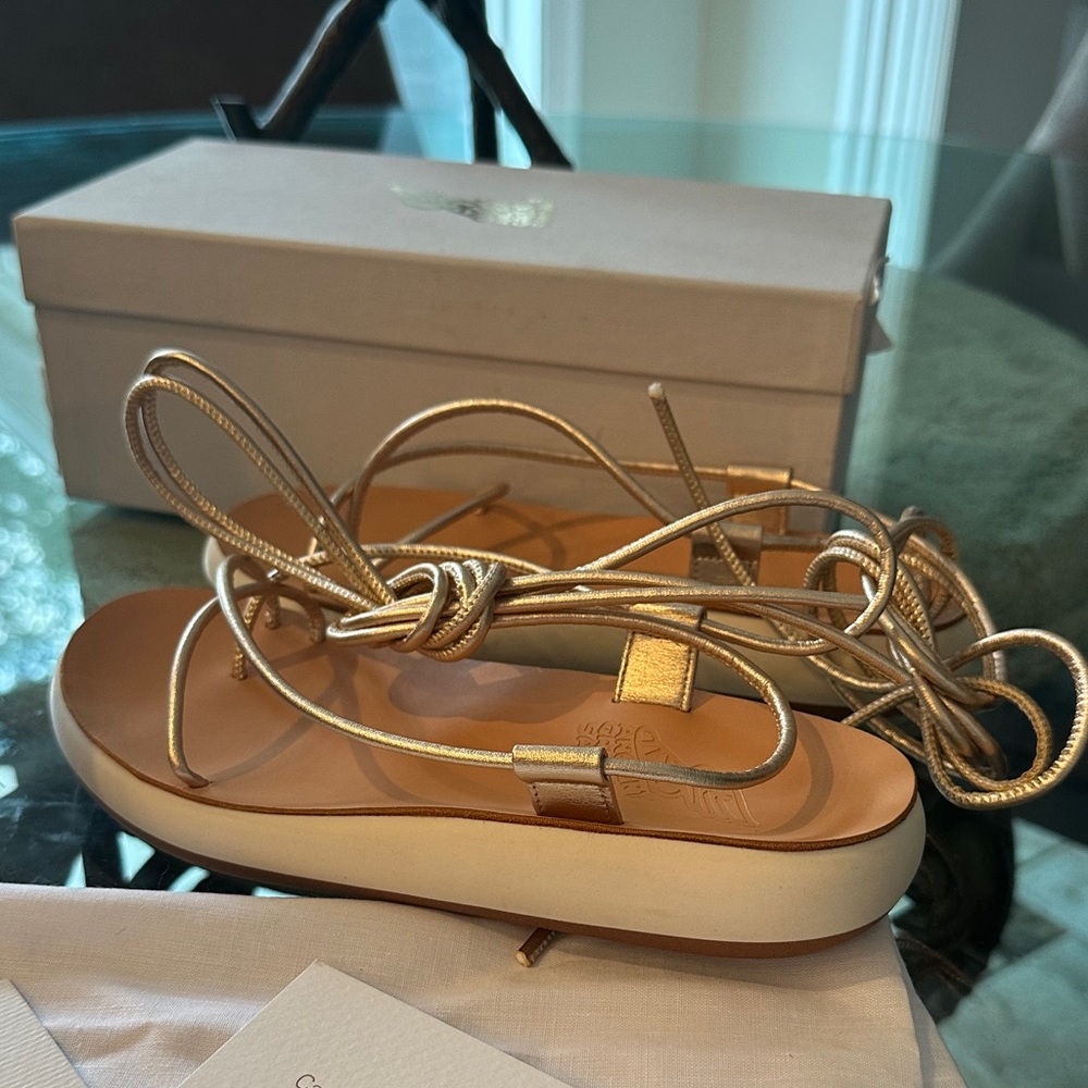 $280 New in Box Ancient Greek Sandals Gold Strappy Sandals sz 36 - Picture 8 of 13